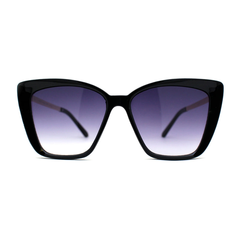 Womens Oversized Cat Eye Chic Metal Arm Plastic Sunglasses