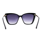 Womens Oversized Cat Eye Chic Metal Arm Plastic Sunglasses
