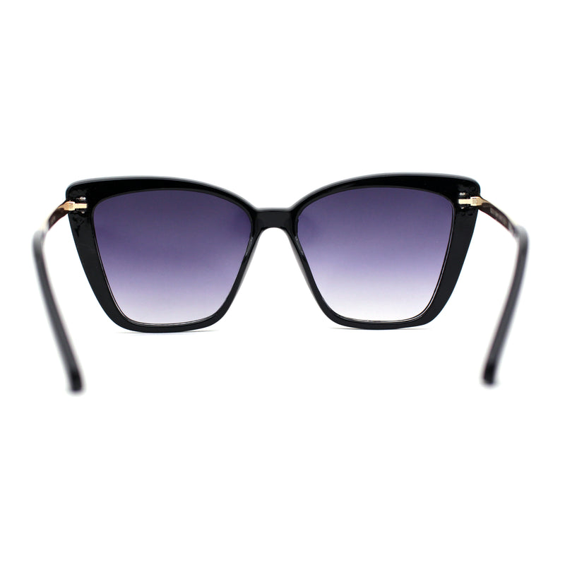 Womens Oversized Cat Eye Chic Metal Arm Plastic Sunglasses