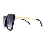 Womens Oversized Cat Eye Chic Metal Arm Plastic Sunglasses