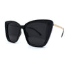 Womens Oversized Cat Eye Chic Metal Arm Plastic Sunglasses