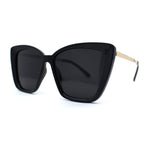 Womens Oversized Cat Eye Chic Metal Arm Plastic Sunglasses