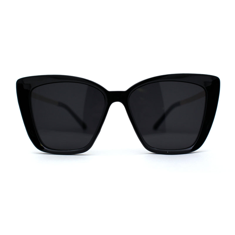 Womens Oversized Cat Eye Chic Metal Arm Plastic Sunglasses
