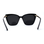 Womens Oversized Cat Eye Chic Metal Arm Plastic Sunglasses