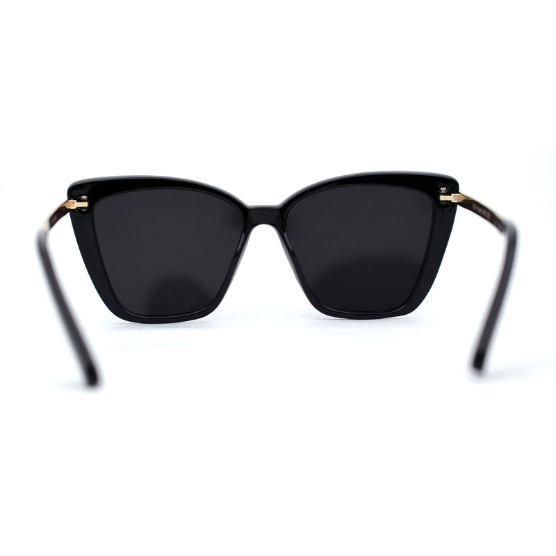 Womens Oversized Cat Eye Chic Metal Arm Plastic Sunglasses