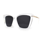 Womens Oversized Cat Eye Chic Metal Arm Plastic Sunglasses