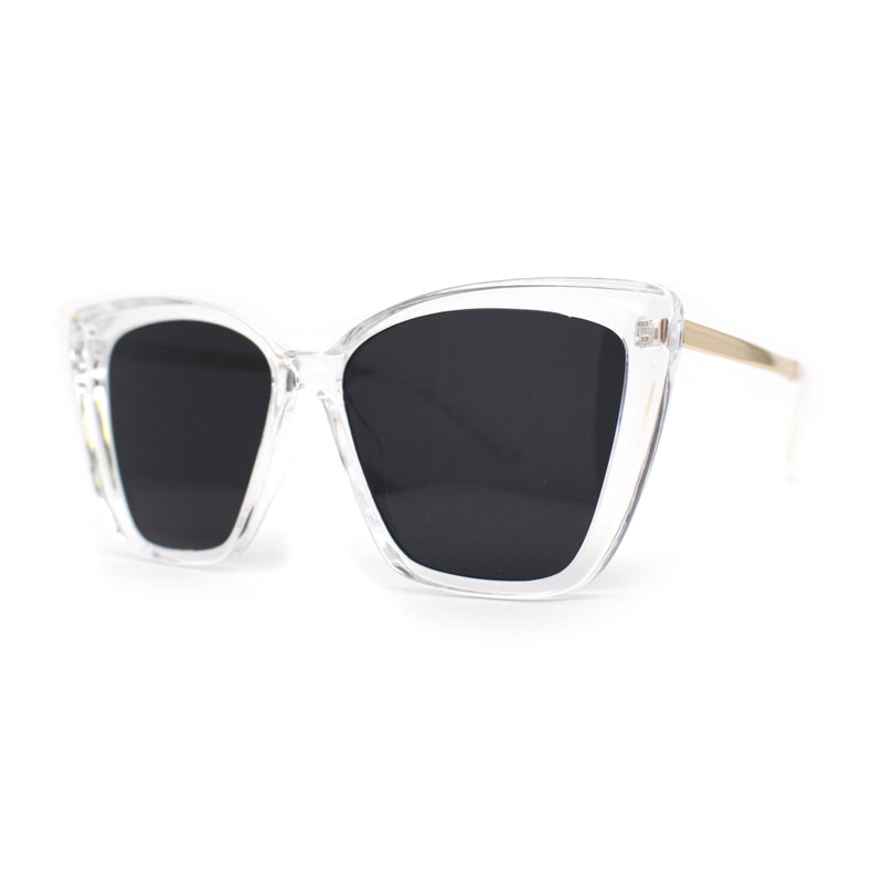 Womens Oversized Cat Eye Chic Metal Arm Plastic Sunglasses