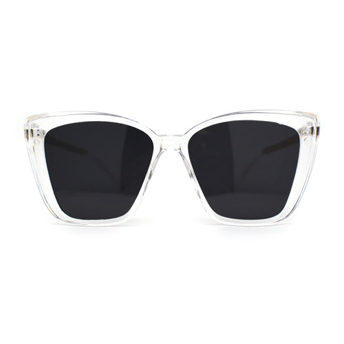 Womens Oversized Cat Eye Chic Metal Arm Plastic Sunglasses