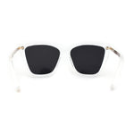 Womens Oversized Cat Eye Chic Metal Arm Plastic Sunglasses