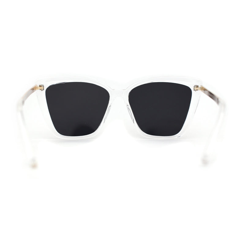 Womens Oversized Cat Eye Chic Metal Arm Plastic Sunglasses