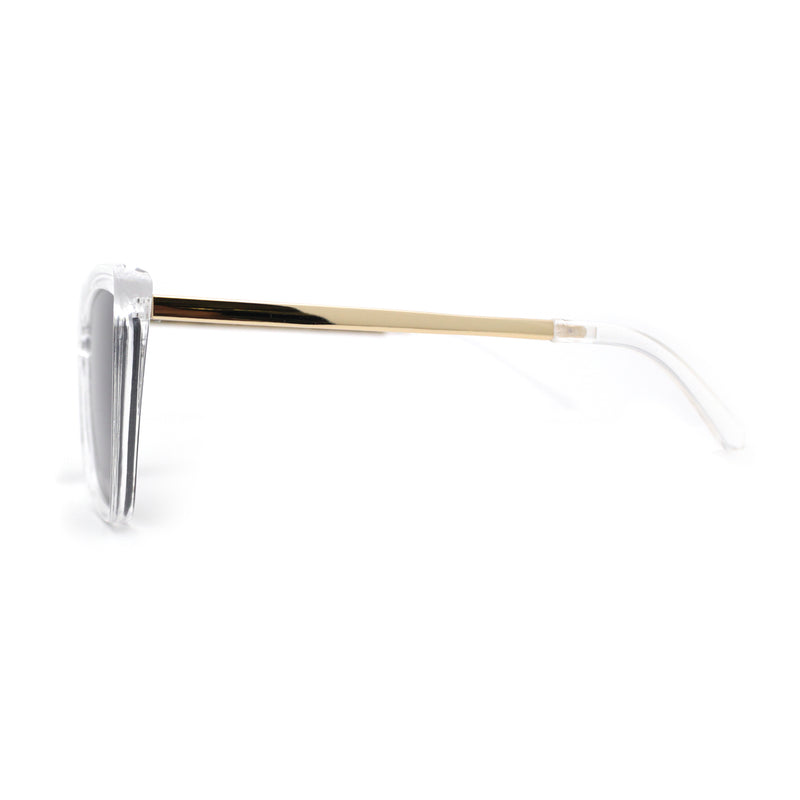 Womens Oversized Cat Eye Chic Metal Arm Plastic Sunglasses