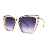 Womens Oversized Cat Eye Chic Metal Arm Plastic Sunglasses