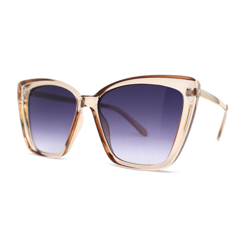 Womens Oversized Cat Eye Chic Metal Arm Plastic Sunglasses