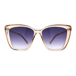 Womens Oversized Cat Eye Chic Metal Arm Plastic Sunglasses