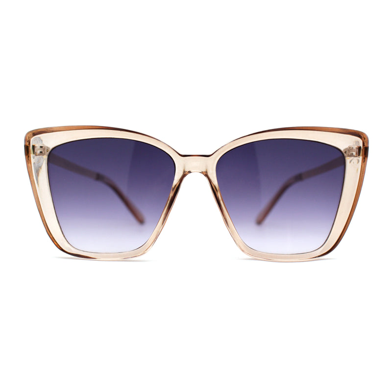 Womens Oversized Cat Eye Chic Metal Arm Plastic Sunglasses