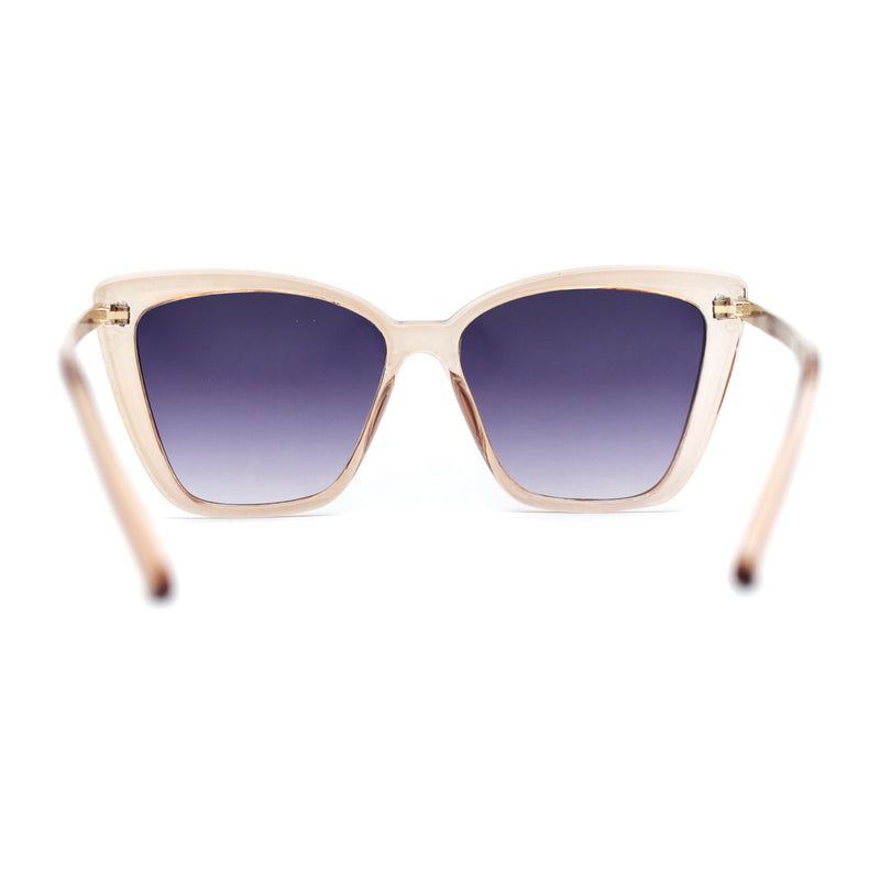 Womens Oversized Cat Eye Chic Metal Arm Plastic Sunglasses