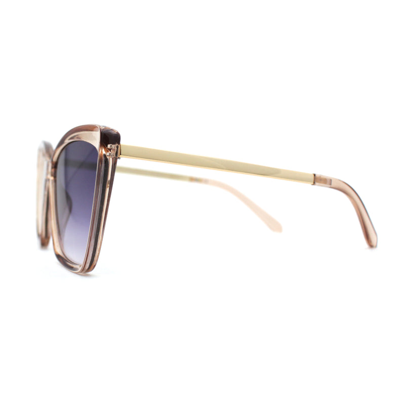 Womens Oversized Cat Eye Chic Metal Arm Plastic Sunglasses