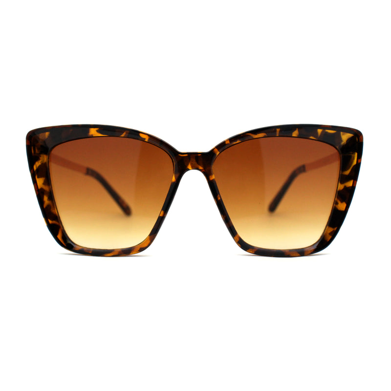 Womens Oversized Cat Eye Chic Metal Arm Plastic Sunglasses