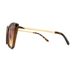 Womens Oversized Cat Eye Chic Metal Arm Plastic Sunglasses