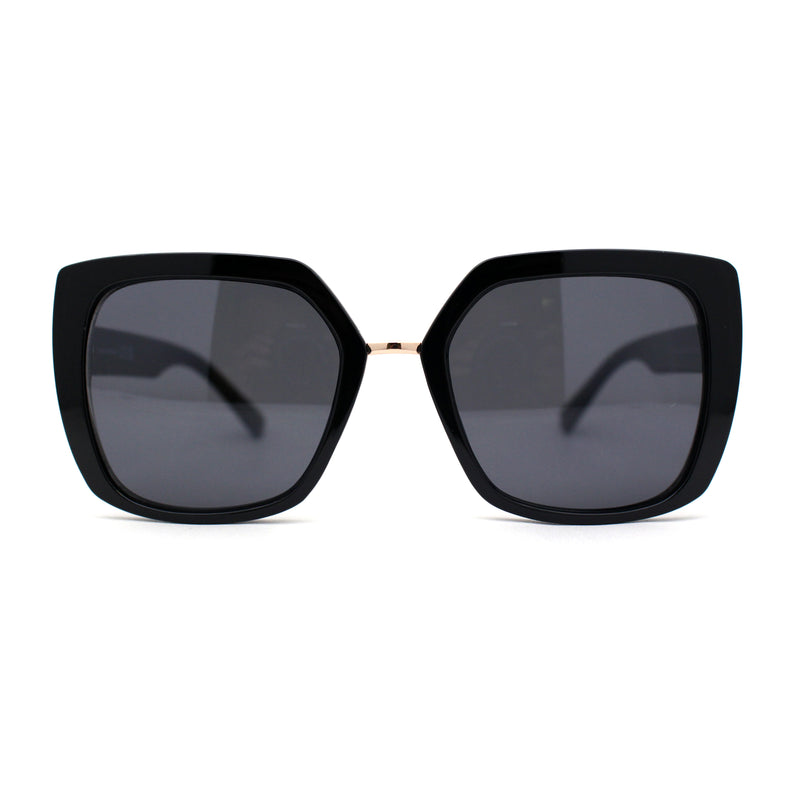 Womens Oversized Squared Cat Eye Metal Bridge Plastic Fashion Sunglasses