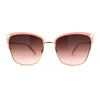 Womens Oversize Half Rim Look Metal Rim Cat Eye Designer Sunglasses