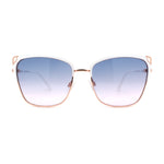 Womens Oversize Half Rim Look Metal Rim Cat Eye Designer Sunglasses