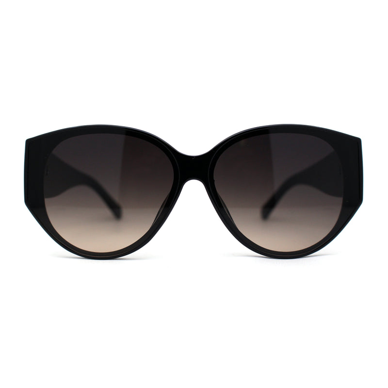 Womens Oversized Mod Oval Thick Temple Plastic Chic Sunglasses