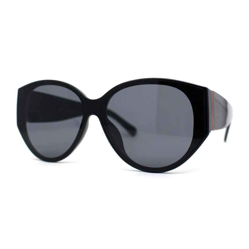 Womens Oversized Mod Oval Thick Temple Plastic Chic Sunglasses