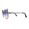 Intricate Metal Jewel Pearl Trim Rimless Metal Rim Butterfly Sunglasses