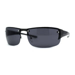 Mens Rimless Wrap Narrow Rectangle 90s Metal Rim Designer OG Sunglasses