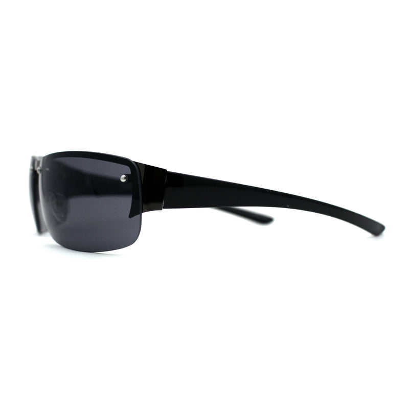 Mens Rimless Wrap Narrow Rectangle 90s Metal Rim Designer OG Sunglasses