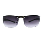 Mens Rimless Wrap Narrow Rectangle 90s Metal Rim Designer OG Sunglasses