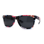 No glare Polarized Iconic Hipster Horn Rim Flower Print Sunglasses