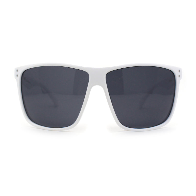 Locs Classic Oversize Sport Horn Rim Gangster Sunglasses White Black