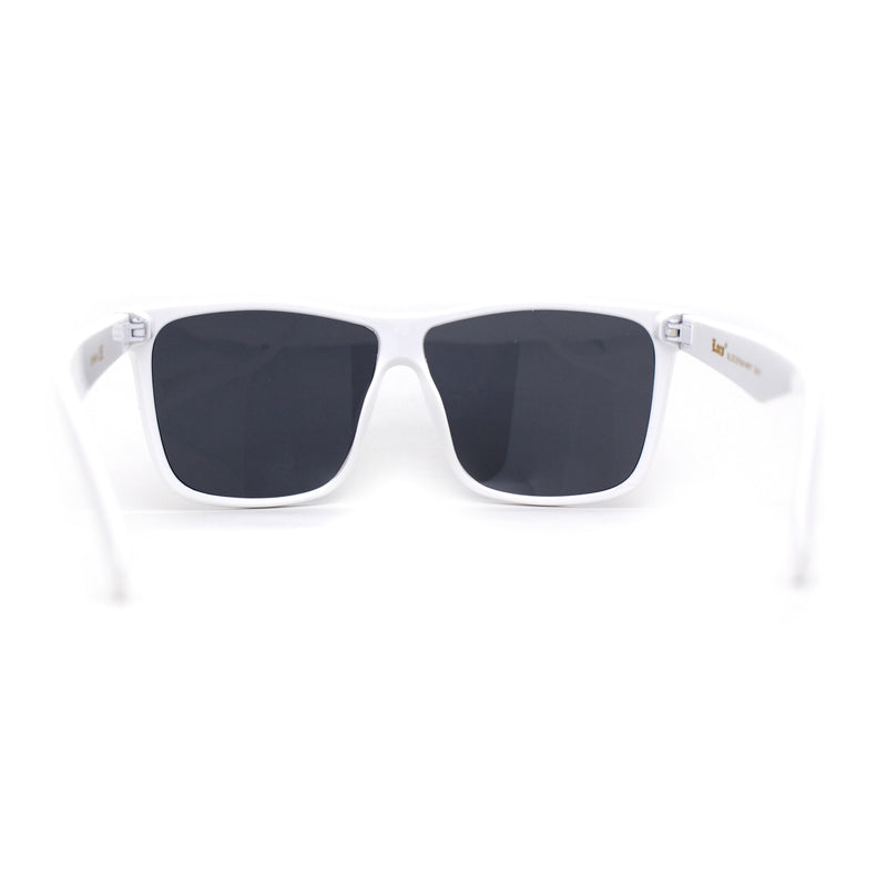 Locs Classic Oversize Sport Horn Rim Gangster Sunglasses White Black