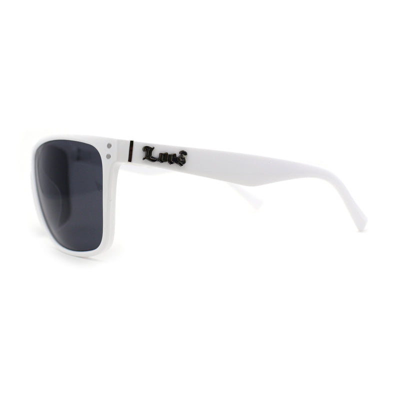 Locs Classic Oversize Sport Horn Rim Gangster Sunglasses White Black