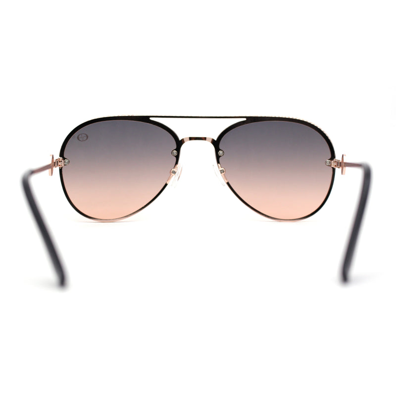 Womens Luxury Metal Deco Designer Rimless Pilots Sunglasses