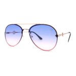 Womens Luxury Metal Deco Designer Rimless Pilots Sunglasses