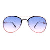 Womens Luxury Metal Deco Designer Rimless Pilots Sunglasses