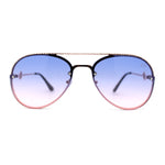 Womens Luxury Metal Deco Designer Rimless Pilots Sunglasses