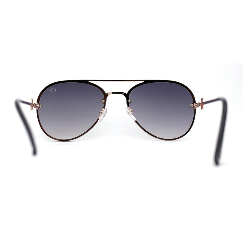 Womens Luxury Metal Deco Designer Rimless Pilots Sunglasses