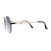 Womens Luxury Metal Deco Designer Rimless Pilots Sunglasses