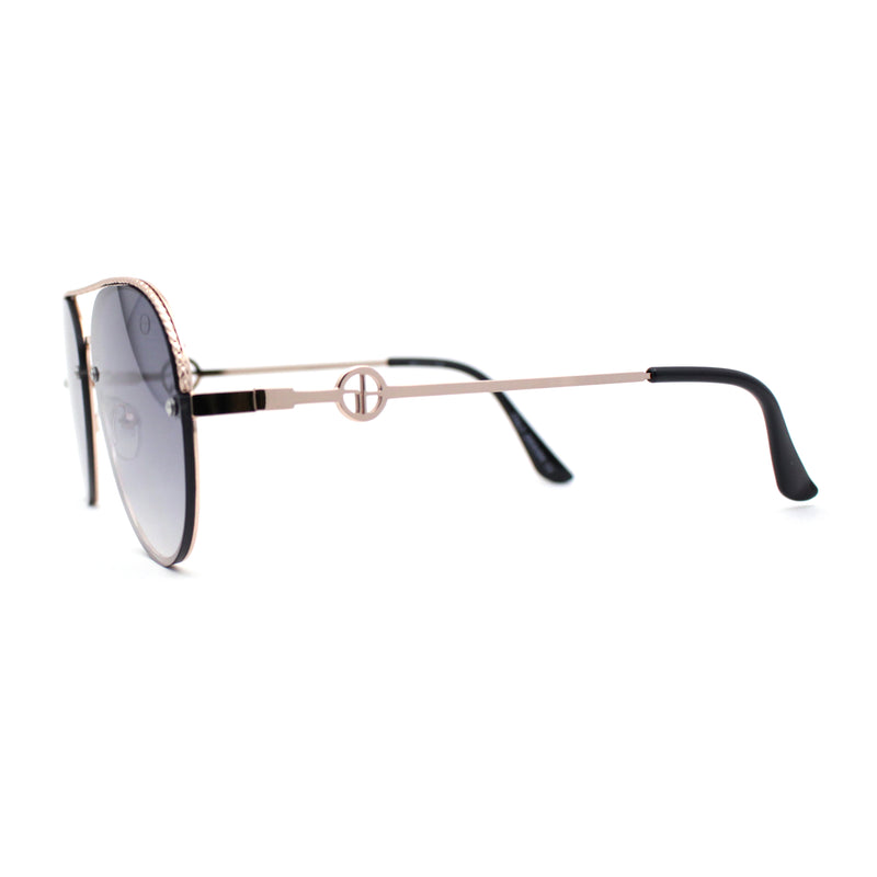 Womens Luxury Metal Deco Designer Rimless Pilots Sunglasses