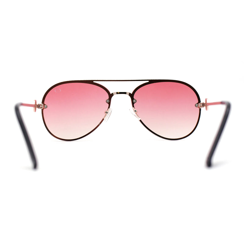 Womens Luxury Metal Deco Designer Rimless Pilots Sunglasses