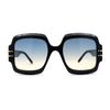 Oversized Mob Retro Thick Beveled Plastic Frame Nerdy Rectangle Sunglasses