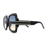Oversized Mob Retro Thick Beveled Plastic Frame Nerdy Rectangle Sunglasses