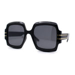 Oversized Mob Retro Thick Beveled Plastic Frame Nerdy Rectangle Sunglasses