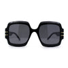 Oversized Mob Retro Thick Beveled Plastic Frame Nerdy Rectangle Sunglasses