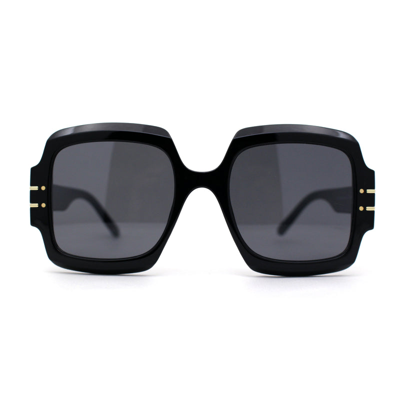 Oversized Mob Retro Thick Beveled Plastic Frame Nerdy Rectangle Sunglasses