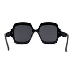 Oversized Mob Retro Thick Beveled Plastic Frame Nerdy Rectangle Sunglasses